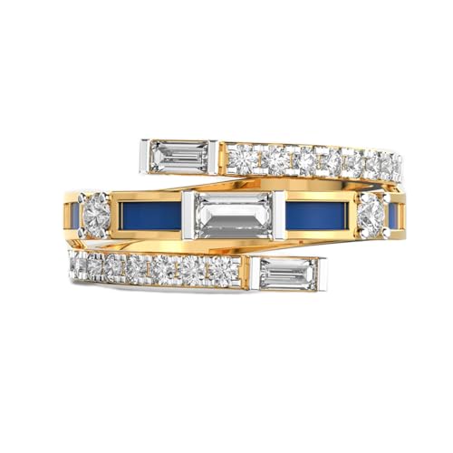 Bague trilatérale argent 925 émail bleu luxe fait main moissanite LKJR_0393