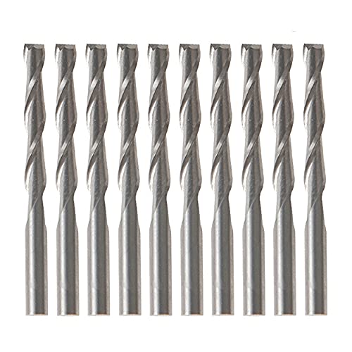 Bestgle 10pcs 1/8 Shank Tungsten Carbide Square Nose End Mill, Double Flute Spiral Upcut Bit End Milling Cutter CNC Router Bits Set (3.175 x 22mm)
