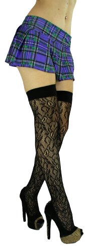 Image of ToBeInStyle Women's Sexy Nylon Versatile Fine Fishnet Thigh High Stockings w /Opaque Band