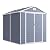 Aoxun 8 x 6 FT Outdoor Storage Shed with Window, Resin Shed with Floor & Lockable Doors, Garden Shed Waterproof Plastic Tool Shed with Sloped Roof for Backyard, Garden, Patio, Lawn, Grey