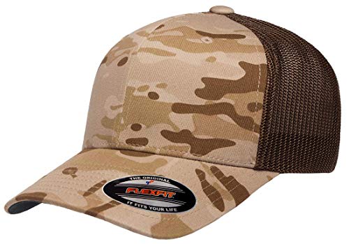 Image of Flexfit Trucker Mesh Fitted Cap | 6-Panel, Mid-Profile, Stretchable Mesh Backing, Flexfit Sweatband, Curved Visor, Silver Undervisor
