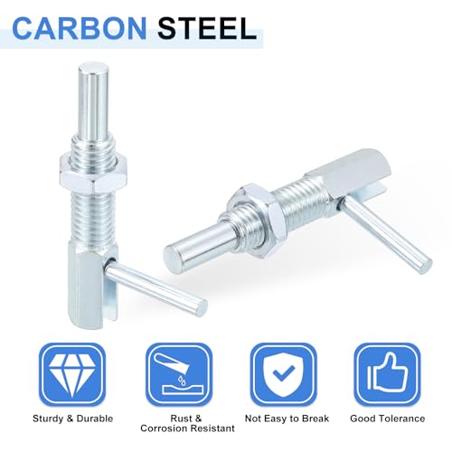 QUARKZMAN 2 Stück Ausziehbarer Indexierungs-Spannstift, M12 l Feder-Spannstift aus Kohlenstoffstahl mit Federbelasteter Riegel mit Mutter für Maschinenbau Schiffbau