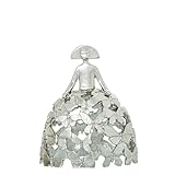 Medidas: 16x9x18cm Figura de una menina con Falda de Mariposas de Resina en Plateado 16x9x18cm