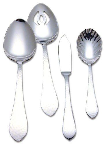 Reed & Barton Hammered Antique 18/10 Stainless Steel 4-Piece Flatware Hostess Set