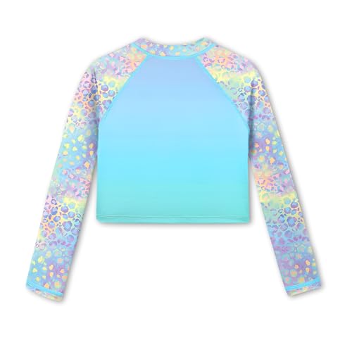 Image of BesserBay Girls Rash Guard UPF 50+ Long Sleeve Mock Neck Crossover Hem Swim Crop Top 4-14 Years