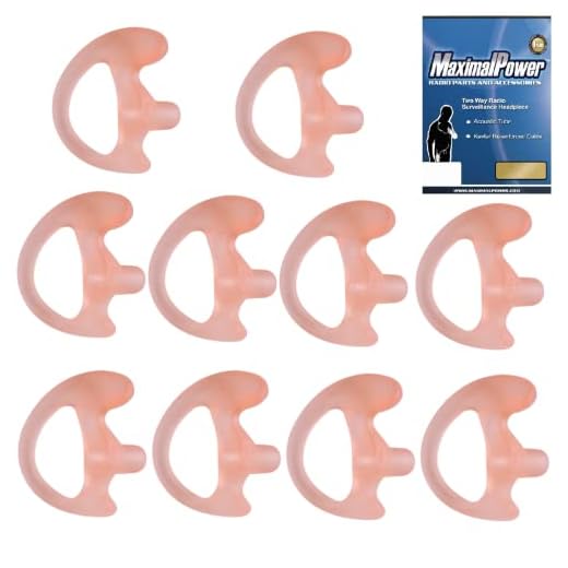 MaximalPower Medium Size Earmold Earbud Earplug Ear Insert for Motorola Kenwood Two-Way Radio Acoustic Coil Tube Audio Kits, Right, 10 Pack