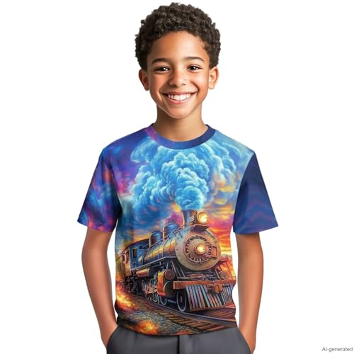 Image of WELLFLYHOM Kids Tshirts Girls Boys Short Sleeve Crewneck Tees Shirts Casual Sport Pullover Tops Size 3-16 Years