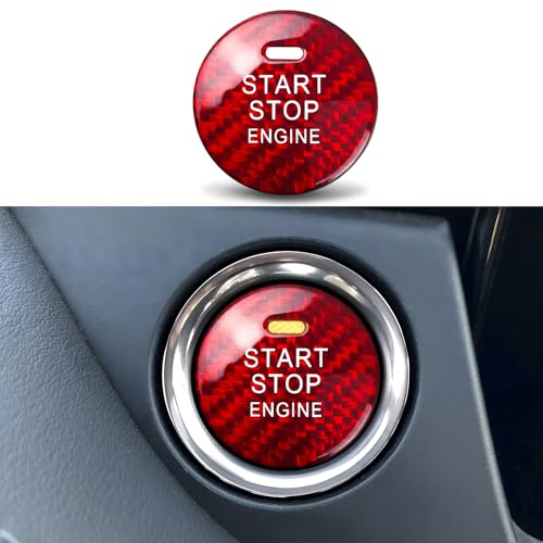 Ruautumn Real Carbon Fiber Push Start Button Cover Fit for Mazda 3 6 CX-5 CX-9 MX-5 Miata, Car Interior Keyless Start Button Decorations Accessories 1 Pack(Red) by Ruautumn - Used condition - US$11.92