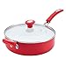 SilverStone Ceramic Nonstick Aluminum Covered Sauté with Helper Handle, 4-Quart, Chili Red, CXi