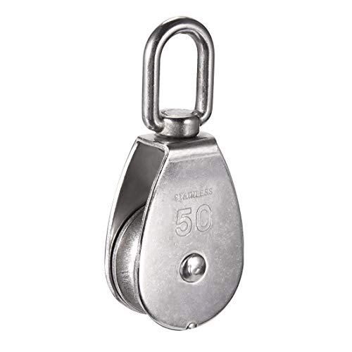 Poulie simple M50 anti-torsion en inox 304 argenté pour déplacer les charges
