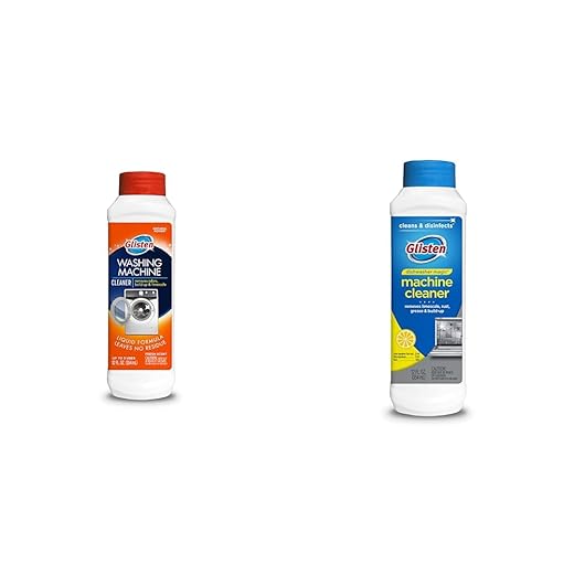 Glisten Washing Machine Cleaner, Helps Remove Odor, Buildup, and Limescale, Fresh Scent, 12 Ounce Bottle Dishwasher Magic Disinfectant & Cleaner Lemon 12 Oz