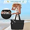 RAINSMORE Sac de Plage Femme XXL 40L Grand Sac de Plage Extra Large Famille avec Zippé Beach Bag Plusieurs Poches Sac a Main Cabas pour Plage Voyages Noir #5