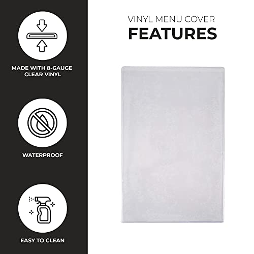 Risch Double-Sided All Clear Vinyl Menu Cover, Two-Sided 2 View Plastic Menu Holder, Slip In Top-Loading Cover, Wipeable, Reusable, 8.5” X 14”, Pack Of 24 #TOP3