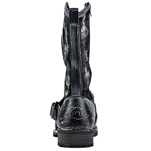 OSSTONE Cowboy Boots for Men Designer Fashion Zipper-up Leather Moto Chukka western Boots Casual Shoes OS-5008-H10-A-US3