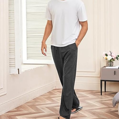 Mens Sweatpants Fleece Open Bottom Straight Leg Trousers Baggy Lounge Running Athletic Joggers Pants with Pockets4