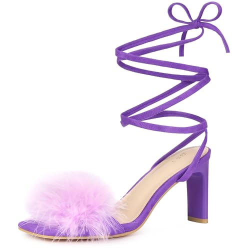 Sandales à lacets en fausse fourrure chic et design texturé Allegra K