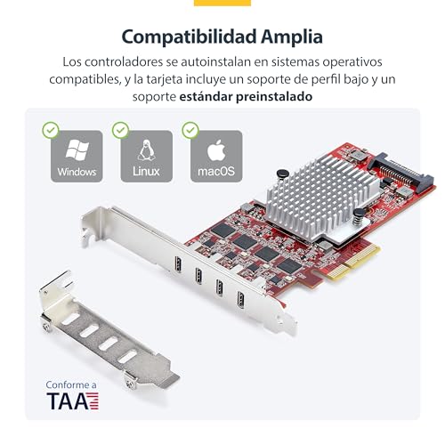Hub interno Tipo C 3.2 PCI Express 3.0 StarTech P10Q4C-USB-CARD de 4 puertos 5