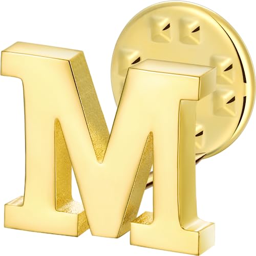 Initial Lapel Pin for Men Women, Brooch Pins for Men Suits, Metal Button Pins in 18K Gold and Silver Tone.