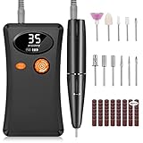 Electric Nail Drill, Urbuti 35000RPM Professional Nail Drill Machine, Portable Rechargeable File Machine Set for Acrylic Gel Nails, Manicure Pedicure Tools for Home and Salon Use(Black)