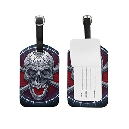Hueso del Cr�neo De Sangre Equipaje Etiquetas de Maleta Nombre Etiqueta de Direcci�n ID de Cuero para Viajes(2piezas)