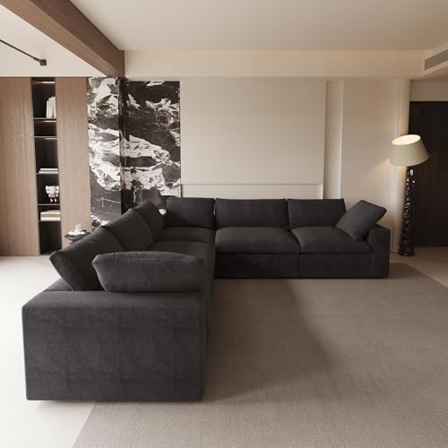 Cloud Modular Sectional Sofa Couch,120.45" V Shaped Convertible Couches for Living Room,Minimalist Deep Sofa Couches,Sofa Covers Washable&Replaceable