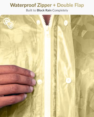 Image of Destinio Poncho for Men, Poncho for Women-Thick Waterproof PVC, Rain Coat, Reusable - Transparent Pocket Raincoat with Hood, Full Cover for Bag in Travel, Trekking, Bike Riders