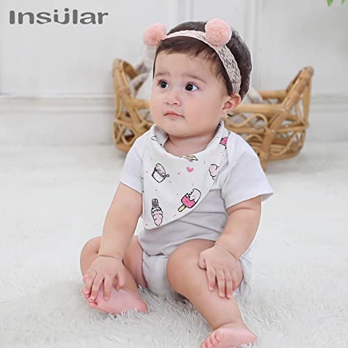 Insular Baby Bibs Baby Bandana Drool Bibs 100% Cotton For Boys Girls Unisex For Teething And Drooling, 6 Pack (Ice Cream&Horse) #TOP5