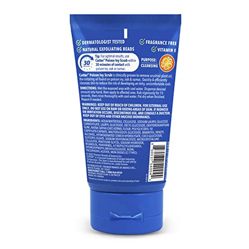 Cutter Poison Ivy, Oak And Sumac Scrub, Fragrance-Free, Fast Itch Relief, Cleanses And Calms Skin, Made With Vitamin E And Natural Exfoliating Beads #TOP1