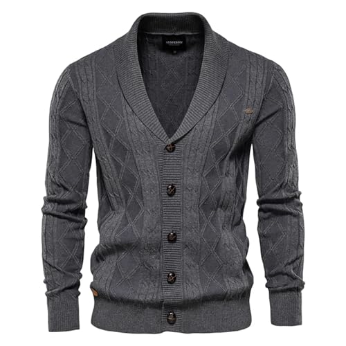 Mens Cotton Argyle Casual Single Breasted Solid Color Business Cardigans Sweater2
