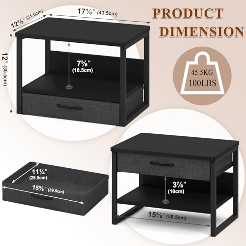 MARTY Printer Stand with Storage Drawer for Desk, 2-Tier Desktop Printer Stand Shelf Organzier for Home Office Printer Riser Under Desk Small Printer Table for Fax Machine Copier Scanner (Black) - Thumbnail 2