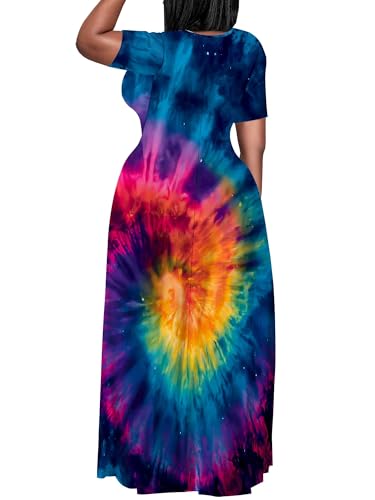Image of SUZONANA Plus Size Dresses for Women Summer Casual Maxi Dress Short Sleeve Loose Vacation Dress
