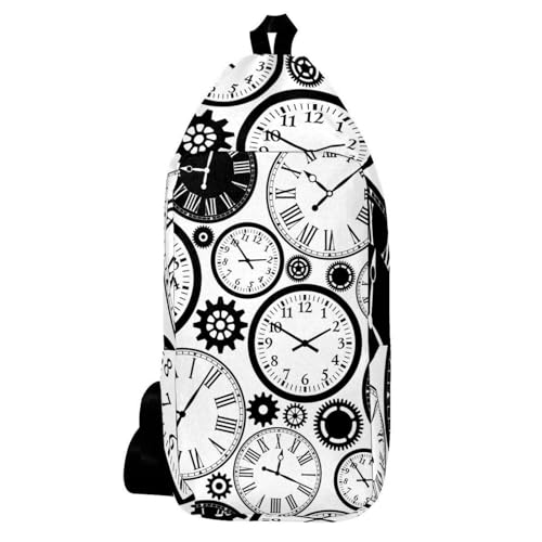 Sac à bandoulière pour voyage et randonnée au motif engrenages horloge