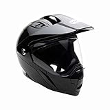 Helmet Dual Sport Off Road Motorcycle Dirt Bike ATV - FlipUp Visor - 27V Shiny Black (X-Large)