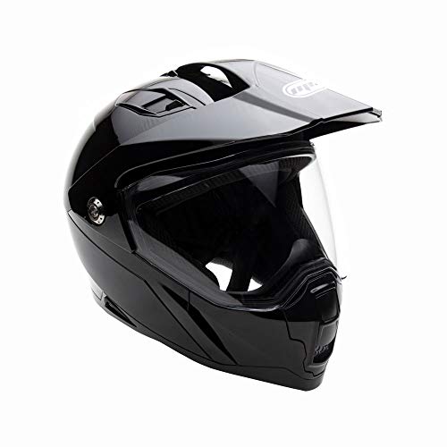 MMG Dual Sport Off Road Motorcycle Full Face Helmet Dirt Bike ATV Flip-Up Visor (Model 23) - Shiny Black, XL