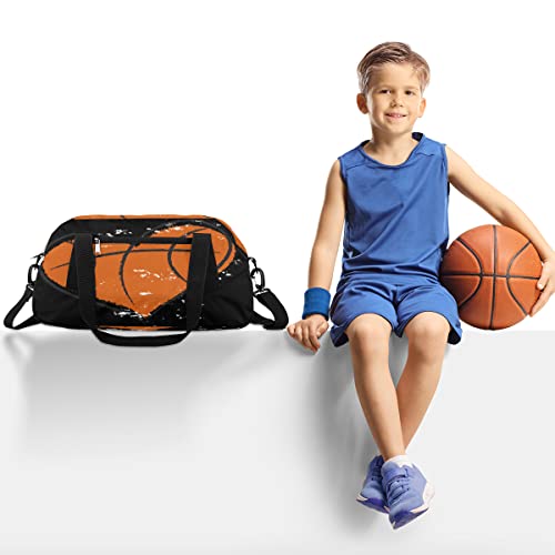 Heart Shape Basketball Sports Pattern Gym Duffle Bag For Kids,Sports Bag For Teens Boys & Girls Small Waterproof Overnight Weekender Carry School Practice Travel Bag #TOP1