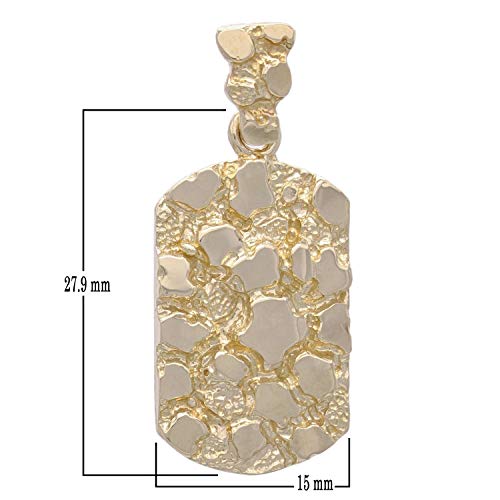 14k Yellow White or Rose Gold Dog Tag Nugget Charm Pendant3