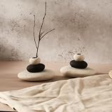 2 Pcs Calming Stacking Stone Bud Vase Set. Small Vases for Flowers. Mini Vases Zen Decor. Office Des