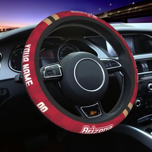 Personalized Custom Arizona Steering Wheel Cover Add Name Number,Baseball Steering Wheel Accessories Non-Slip Car Accessories Universal 15 Inch Size Fit Most Cars