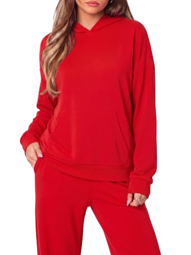 SUUKSESS Women 2 Piece Lounge Sets 2025 Oversized Hoodie Sweatshirt Outfits Wide Leg Sweat - image 1