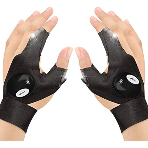 Number-one Outdoor-Angelhandschuhe, 2 LED-Taschenlampen-Handschuhe, fingerlose Nachtbeleuchtung Cover