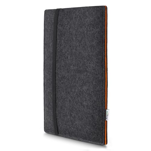 Pochette iPad 11 2025 Stilbag Finn étui protection feutre de laine anthracite orange A16