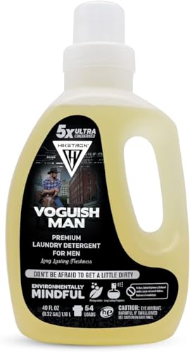 Hiketron Voguish Man Liquid Laundry Detergent, 5x Ultra Concentrated, Tough Stains Remover, Long Lasting Scent (40 Fl Oz, Pack of 1)