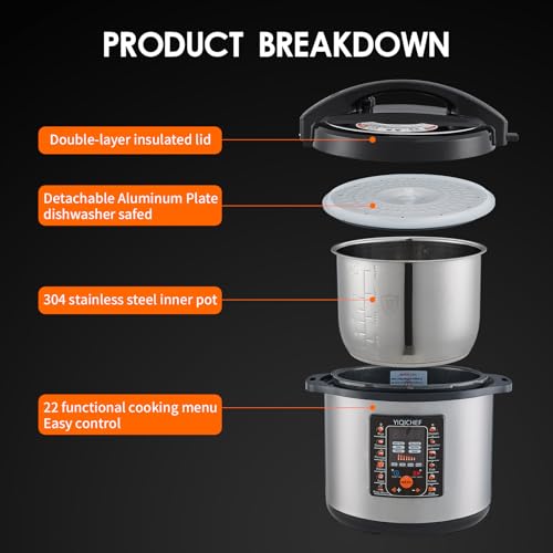 YIQICHEF 12L/12.8Qt Commercial Electric Pressure Cooker QY-CPC12 の商品画像 3