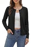 VOTEPRETTY Black Cardigans for Women UK Lightweight Ladies Sweater Knit Shrugs(Black,S)