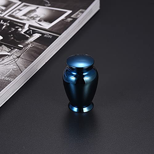 Urne en acier inoxydable poli bleu royal pour restes chéris