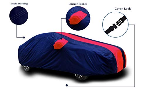 Image of Maruti Suzuki Alto LXI Car Cover Water Resistant - with Mirror Pockets Alto Car Body Cover Triple Stitched Fully Elastic Ultra Surface Body Protection Car Cover Alto LXI (Red Blue Colour)