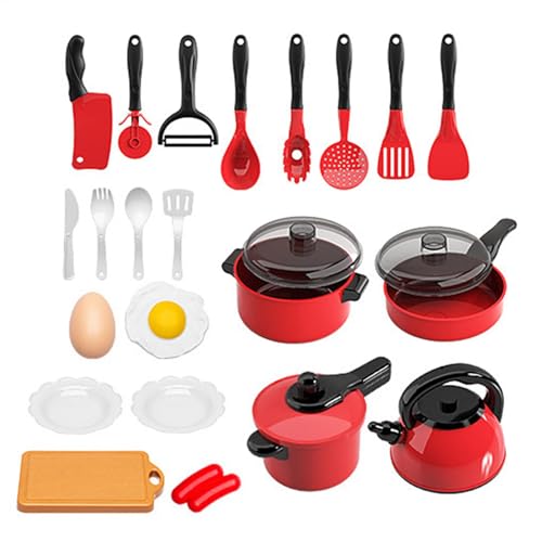 Kids Cooking Sets, 24 Piece Children Playset, Real Food Making Tools, Baking Supplies, Kitchen Toy Appliances, Fun Role Playing Activity, Interactive Chef Experience for Children