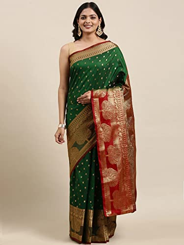 Image of Panzora Women's Banarasi Silk Saree With Unstitched Blouse Piece