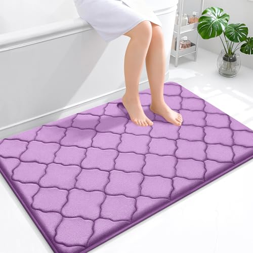 OLANLY Memory Foam Bath Mat Rug 47x32, Ultra Soft Bathroom Rugs, Lavender