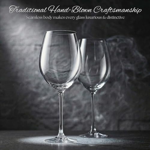 Image of Ash & Roh Wine Glass - Ideal for White or Red Wine Party Glass, Whisky Glass, Clear Glass, 300 ml, (4)